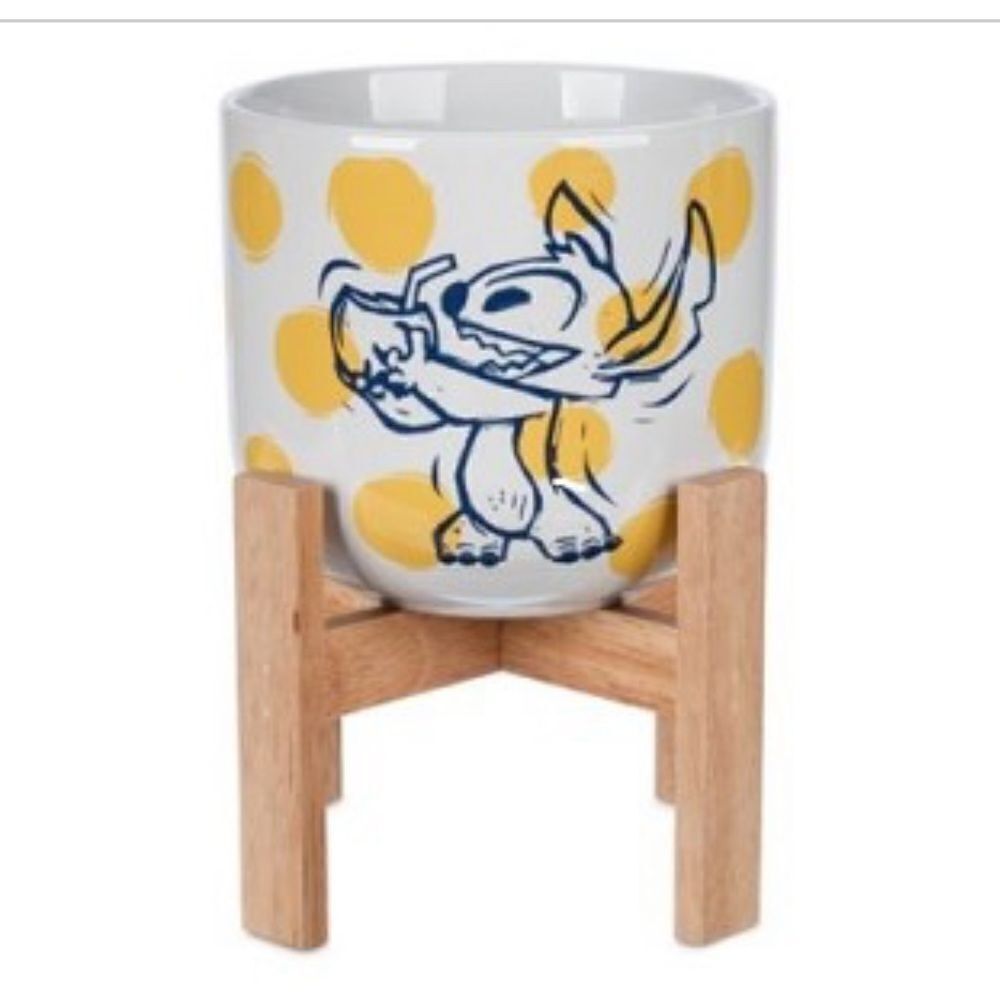 NWT Disney Planter - Stitch Plant Pot And Stand